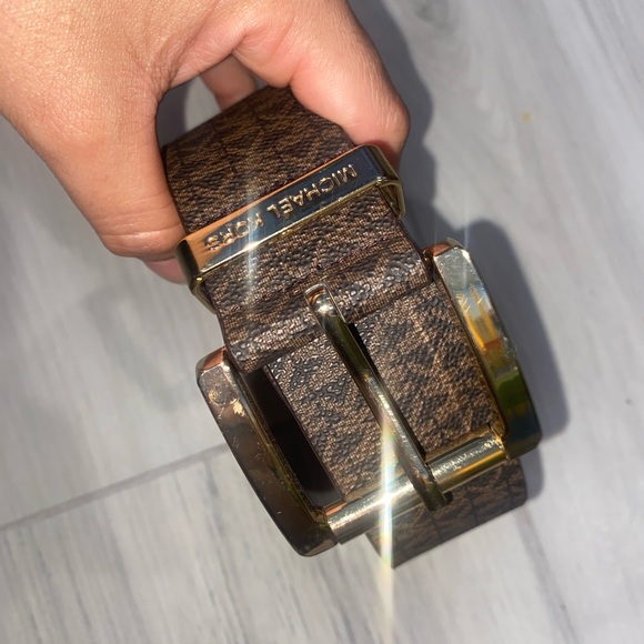 Michael Kors Monogram Brown and Gold Belt - Picture 3 of 7